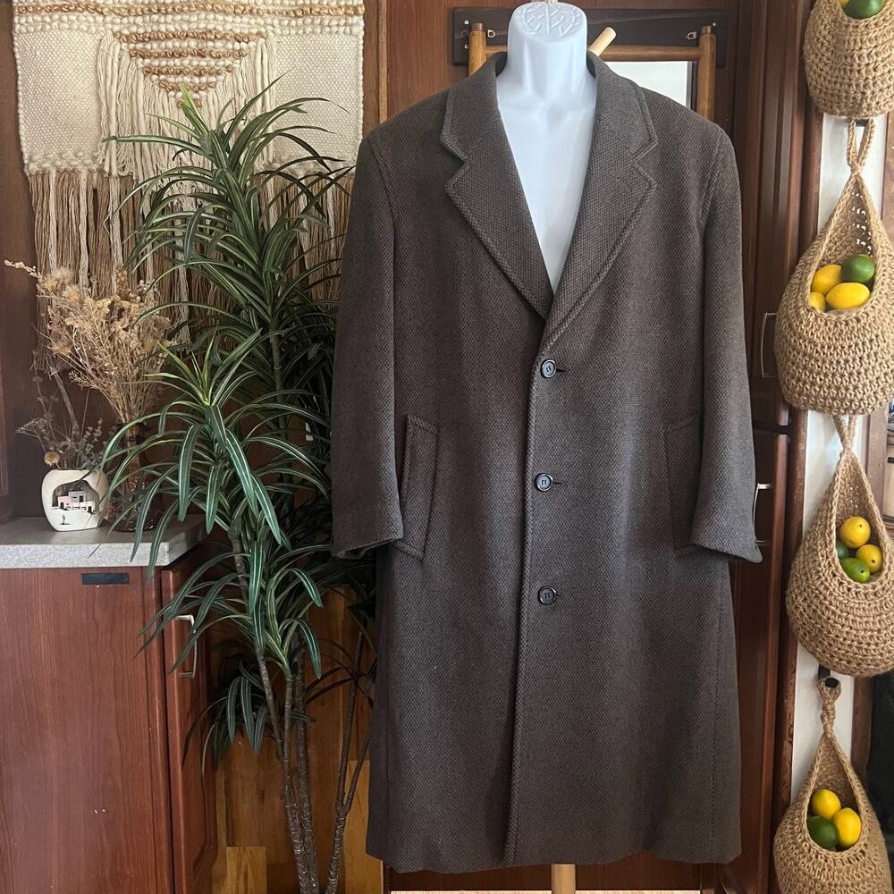 Gianfranco Ruffini Italian Cashmere Overcoat Mens 42R Gray 90s Vintage Coat